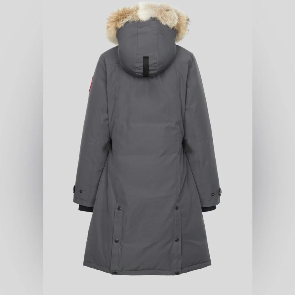 Women's Gray Parka with Fur Trim - Picture 3 of 16